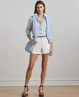 Lauren Ralph Petite Oversize Striped Cotton Voile Shirt