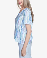 Alfred Dunner Petite St. Thomas Textured Brushstroke Short Sleeve Top