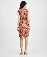 Kasper Women's Printed O-Ring Sleeveless Faux-Wrap Dress