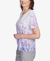 Alfred Dunner Petite Crystal Springs Crisscross Ombre Butterfly Top