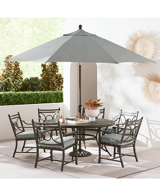 Wythburn Outdoor Dining 7pc Set (60" Round Table & 6 Scroll Chairs)