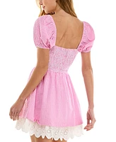 Juniors' Square-Neck Cotton Gingham Dress
