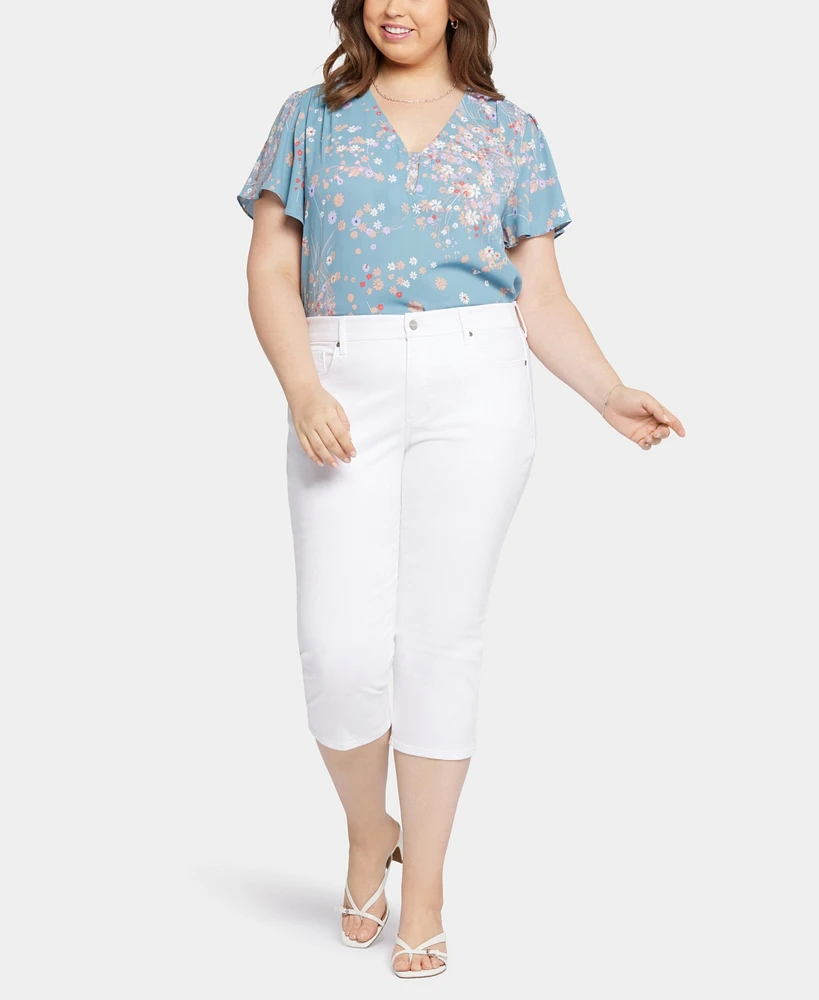Nydj Plus Waist-Match Slim Straight Crop Jeans