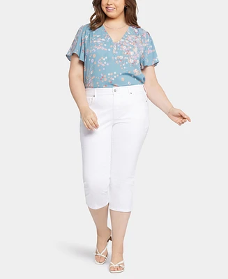 Nydj Plus Waist-Match Slim Straight Crop Jeans