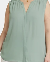 Nydj Plus Sleeveless Pintuck Blouse