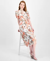Kasper Tropical Floral Cotton Short-Sleeve Dress, Regular & Petite Sizes