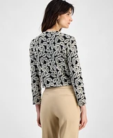 Kasper Women's Embroidered Open-Front 3/4-Sleeve Bolero Jacket
