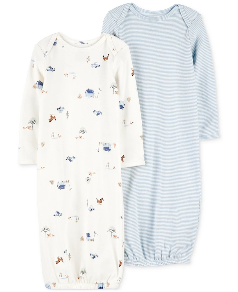 Carter's Baby Boys Cotton Sleeper Gowns, 2 Pack