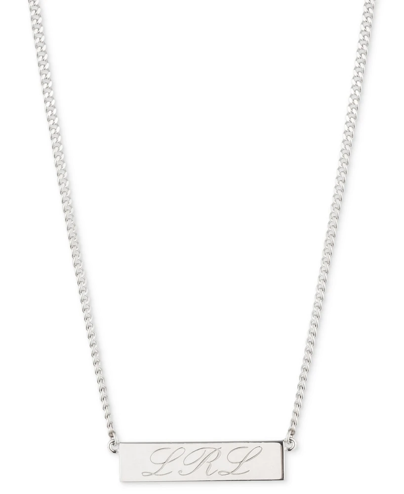 Lauren Ralph Lauren Sterling Silver Logo Script Pendant Necklace, 16" + 3" extender