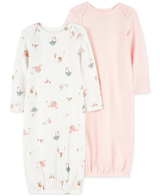 Carter's Baby Girls Cotton Sleeper Gowns, 2 Pack