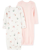 Carter's Baby Girls Cotton Sleeper Gowns, 2 Pack