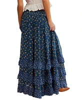 Free People Women's Brynn Printed Ruffle Maxi Skirt