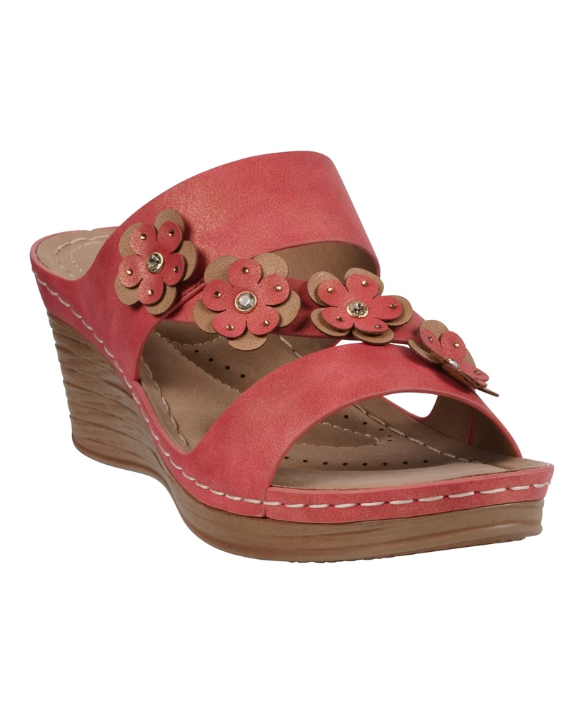 Gc Shoes Women's Halia Floral Wedge Sandals