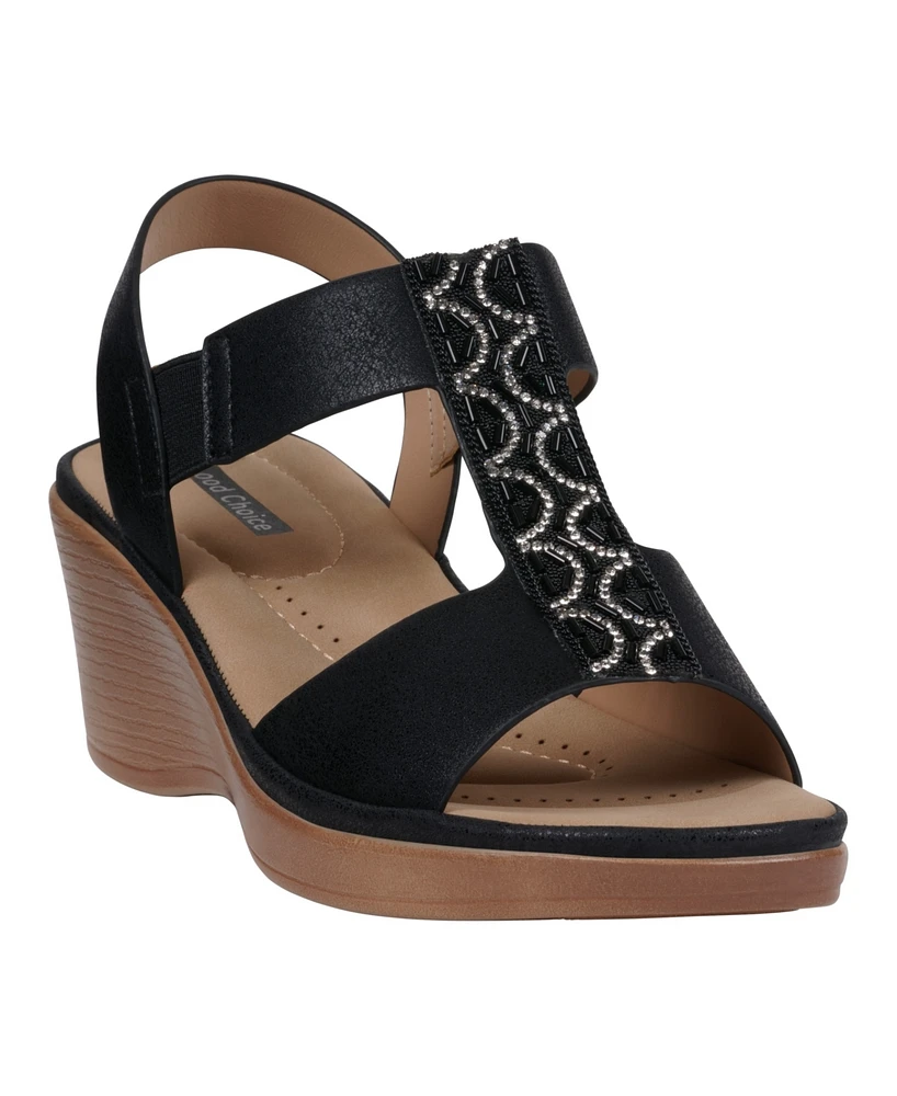 Gc Shoes Women's Elissa Embellished Wedge Sandals