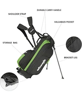 Wosofe Golf Stand Bag for Men 14 Way Divider Lightweight 7Pockets Ice Insulation Black Red Gray and Green Waterproof Denim Fabric Cooler Pouch and Rai