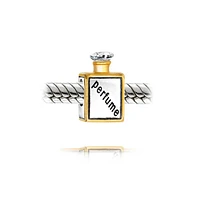 Bling Jewelry Crystal Bead Charm Two Tone 14K Gold Perfume Bottle European Bracelet