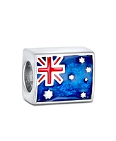 Bling Jewelry Australian Flag Charm Bead Sterling Silver European Bracelet - Red White Blue