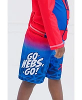 Spidey and His Amazing Friends Toddler Boys Marvel Avengers Spider-Man Rash Guard Swim Trunks