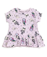 Nightmare Before Christmas Little Girls Ribbed Peplum T-Shirt and Shorts Outfit Set