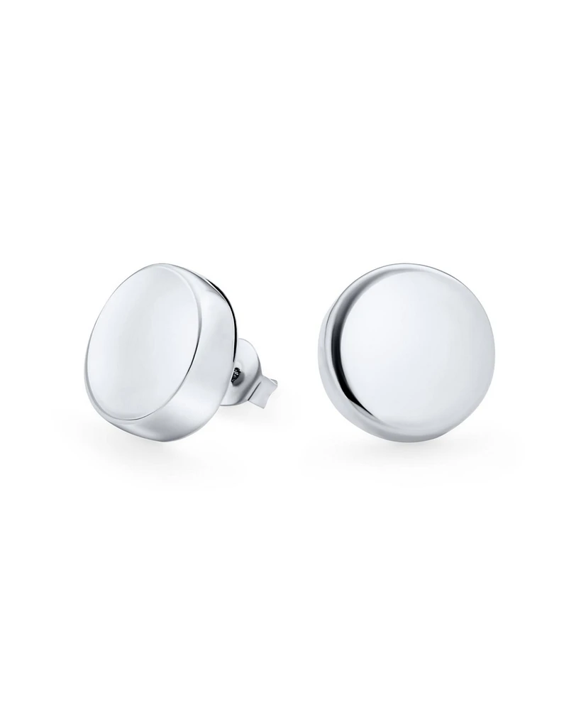 Bling Jewelry Abc Initials Monogram Geometric Round Flat Disc Stud Earrings Sterling Silver 15MM