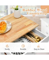 Rolling Kitchen Island Cart with Drawer and Side Hooks