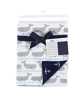 Hudson Baby Infant Boy Plush Mink Blanket, Whale, One Size