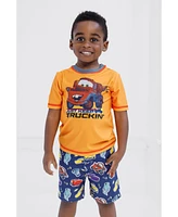 Cars Little Boys Disney Pixar Lightning McQueen Rash Guard and Swim Trunks Outfit Set