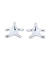 Bling Jewelry Nautical Double Starfish Shirt Cufflinks Solid French Style Fixed Backing .925 Sterling Silver