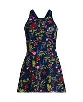 Lands' End Women's Tugless High Neck Swim Dress Swimsuit
