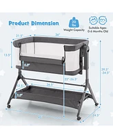 Gouun Kids Height Adjustable Bedside Sleeper with Storage Bag and Soft Mattress