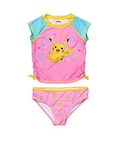 Pokemon Girls Pikachu Rash Guard and Bikini Bottom