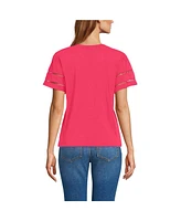 Lands' End Women's Slub Flutter Sleeve Vneck Tee