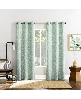 Satti Embroidered Leaf 100% Blackout Grommet Curtain Panel