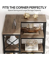 Tribesigns 7 Shelf Corner Bookcase, Industrial Large Corner Bookshelf