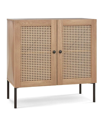 Kitchen Sideboard with 2 Rattan Doors and Adjustable Shelf