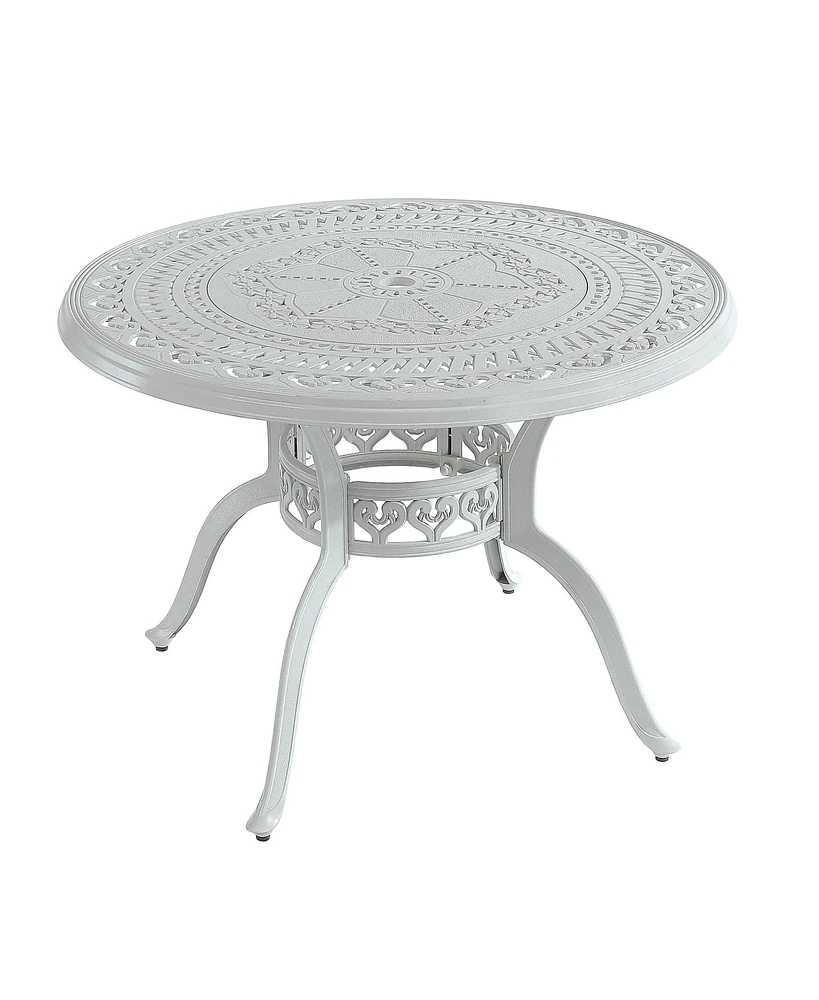 40 Inches Outdoor Dining Table with Umbrella Hole Cast Aluminium Patio Dining Table Outdoor Round Dining Table, Bronze