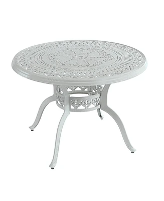 40 Inches Outdoor Dining Table with Umbrella Hole Cast Aluminium Patio Dining Table Outdoor Round Dining Table, Bronze