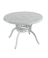 40 Inches Outdoor Dining Table with Umbrella Hole Cast Aluminium Patio Dining Table Outdoor Round Dining Table, Bronze