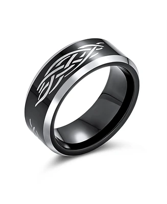Bling Jewelry Laser Etched Catholic Religious Black Christ Thorn Titanium Band Ring Comfort Fit