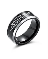 Bling Jewelry Laser Etched Catholic Religious Black Christ Thorn Titanium Band Ring Comfort Fit