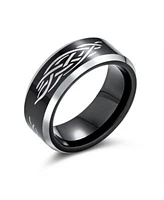 Bling Jewelry Laser Etched Catholic Religious Black Christ Thorn Titanium Band Ring Comfort Fit