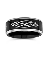 Bling Jewelry Laser Etched Catholic Religious Black Christ Thorn Titanium Band Ring Comfort Fit