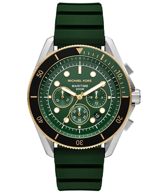 Michael Kors Men's Maritime Chronograph Green Silicone Watch, 45mm
