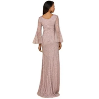 Lara Women's Long Sleeve Beaded Gown