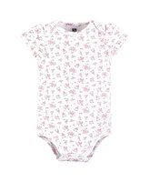 Hudson Baby Girls Cotton Bodysuits, Wild Flower Garden, Preemie