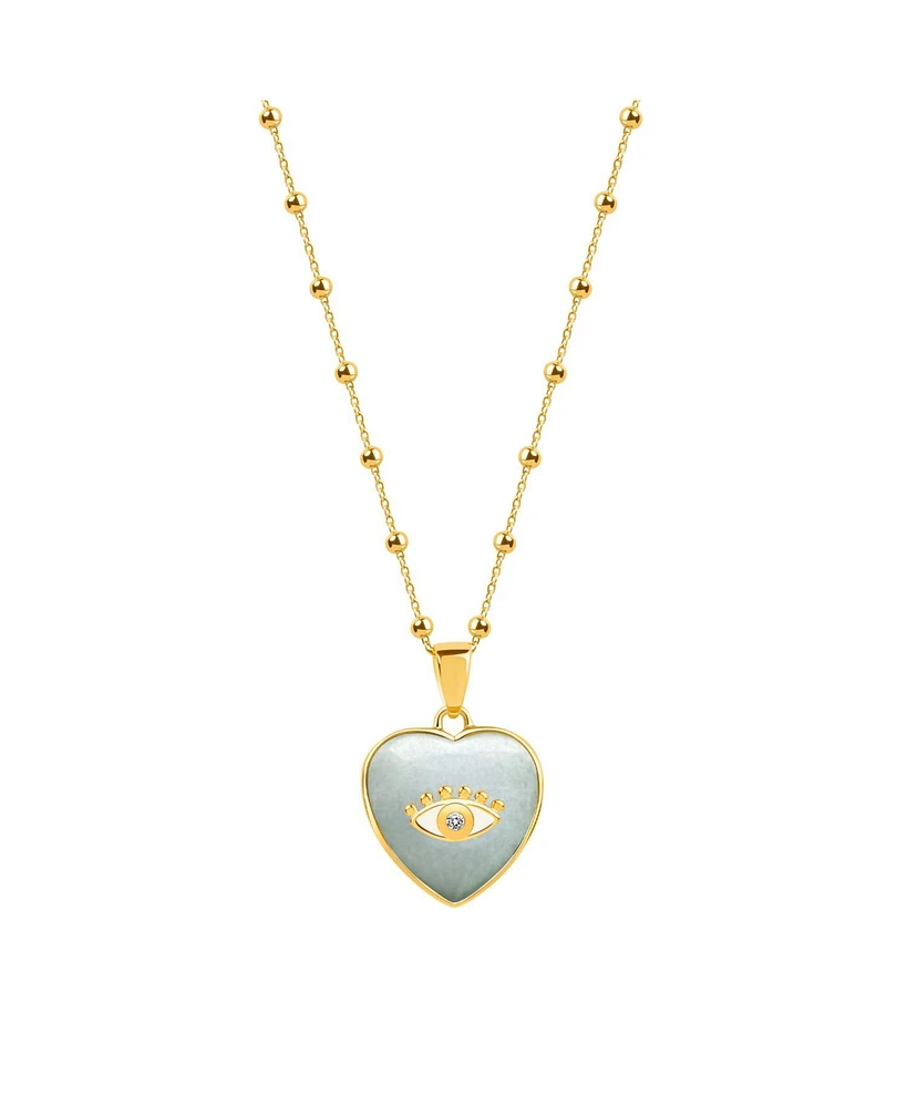Serene Love - Jade Heart Diamond Evil Eye Necklace