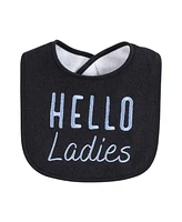Hudson Baby Infant Boy Cotton Terry Drooler Bibs with Fiber Filling, Handsome Fella, One Size