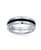 Bling Jewelry Black Silver Two Tone Stripe Couples Titanium Band Rings Comfort Fit