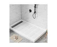 Casainc 60"W X 36"D Solid Surface Single Threshold Shower Base Anti-Slip Shower Pan