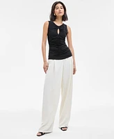 Boss Orange Women's Ruched Sleeveless Keyhole Top